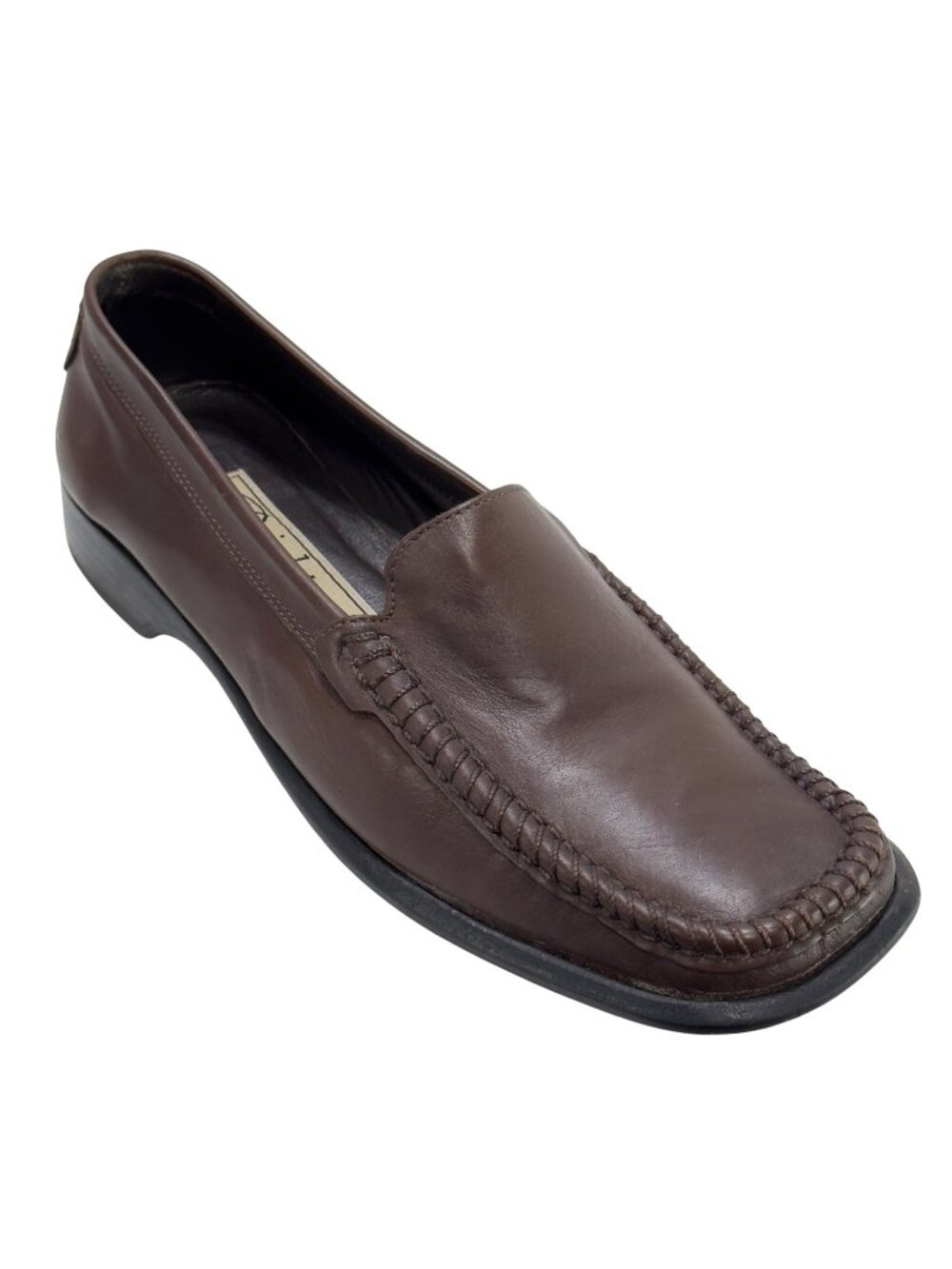 BRIGHTON Brown Women's Leather Loafers Slip-On Shoes Heart Detail Heel Size 6.5M